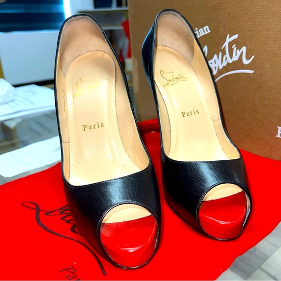 CHRISTIAN LOUBOUTIN Very Privé 120 Kid Patent Leather Pumps Black Sz 38 Preloved - Picture 3 of 16